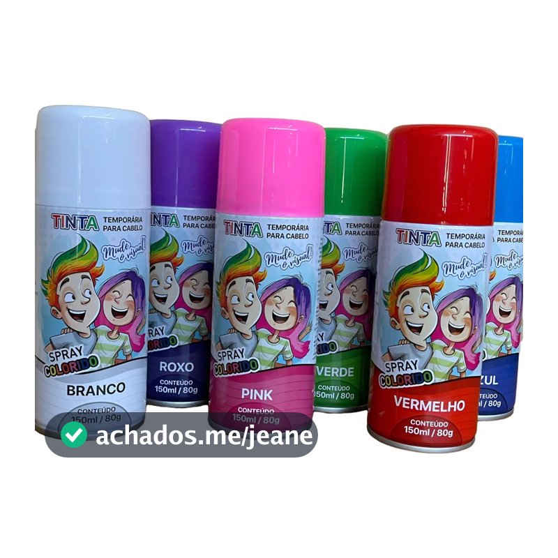 Tinta Spray para Cabelo Maluco Carnaval Festa Temporaria Colorir Criança Pintar Menino Menina Mimo