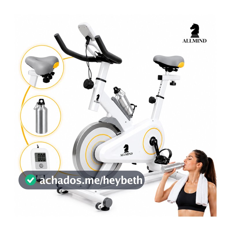 Bike Ergométrica 8kg Fitness Treino musculação Academia 120kg com Painel Digital Squeeze