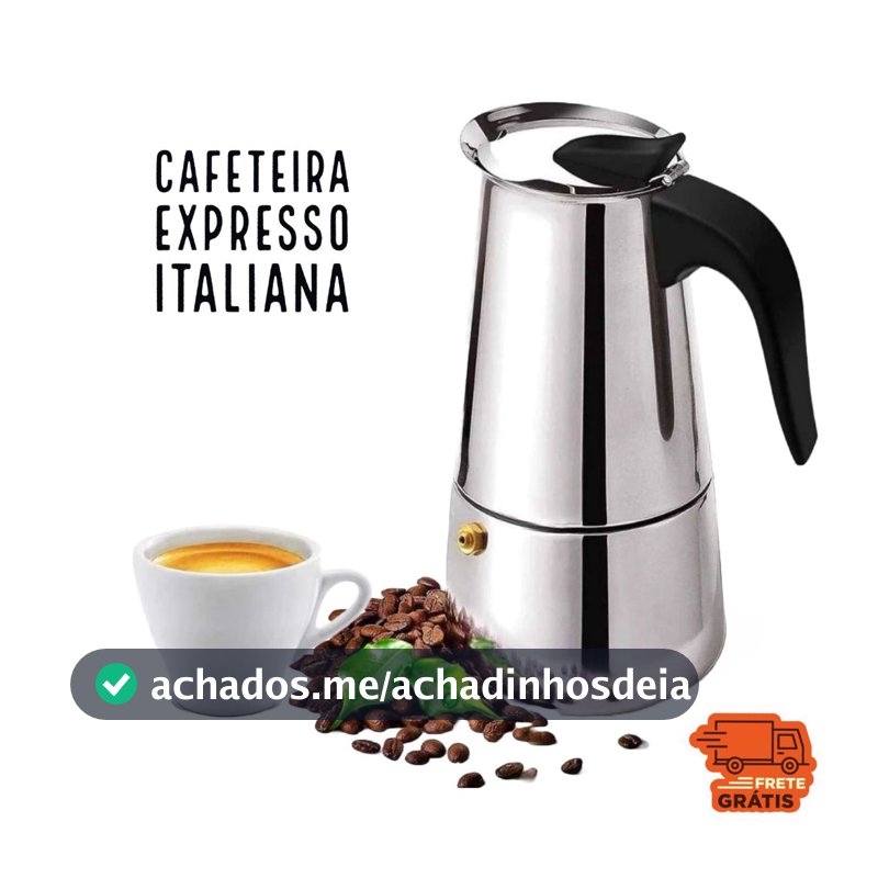 Maquina de Café Cafeteira Italiana 12, 9 Xícaras Expresso e Moka Em Inox 4, 6 Xícaras
