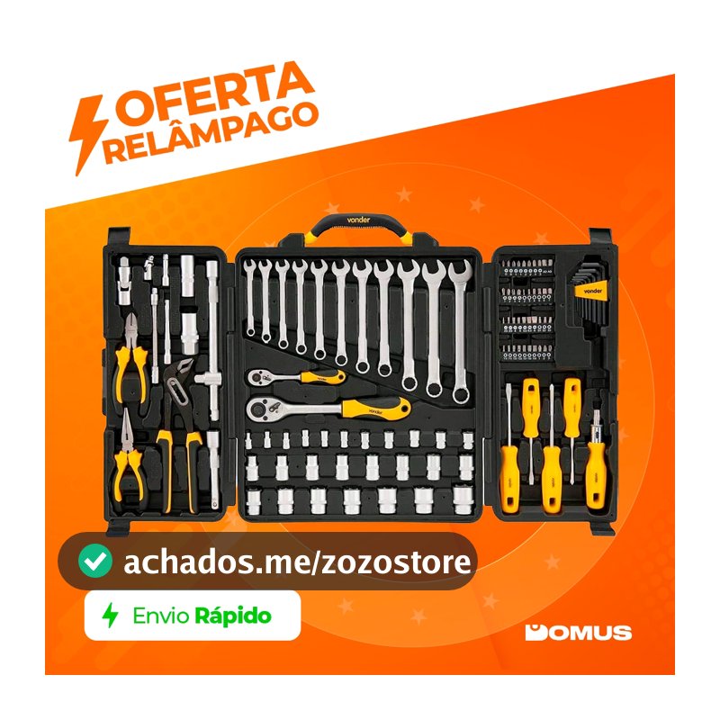 Jogo de Ferramentas com 110 Peças Aço Cromado Embalagem Fechada Vonder