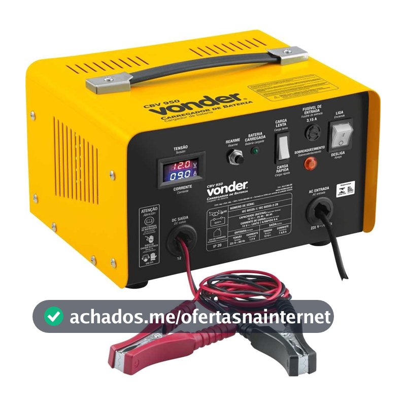 Carregador De Bateria Automotivo 25-90ah 12v CBV950 220V - Vonder