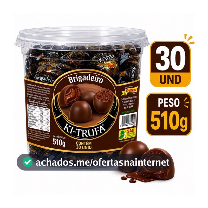 TRUFAS DE CHOCOLATE POTE 510G -KITRUFA KIKAKAU 30UNIDADES.