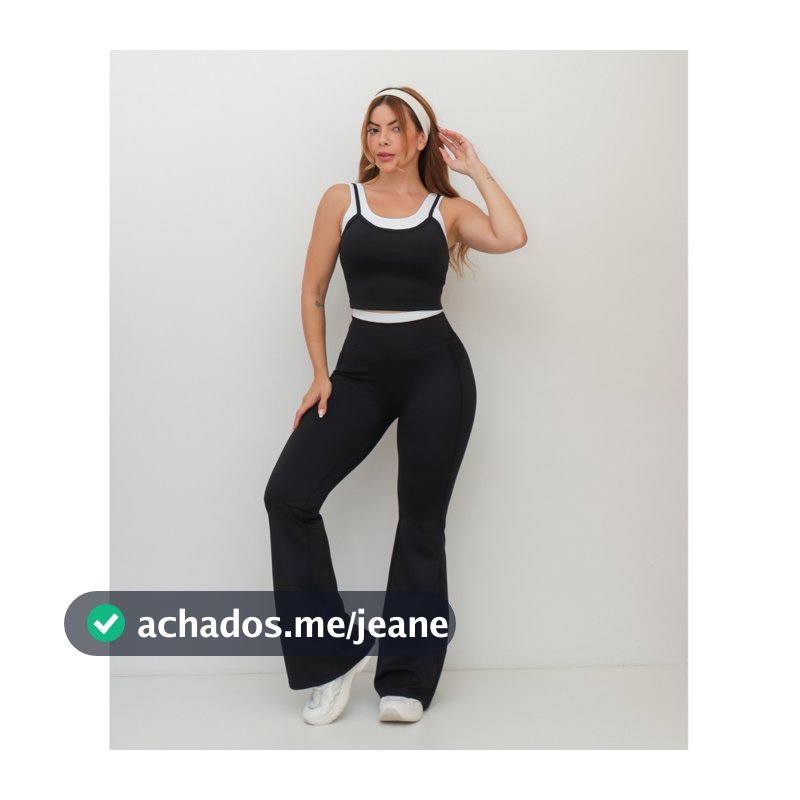 Conjunto Fitness Feminino Esportivo Top e Calça Flare Cintura Alta Academia 3RD SD4007