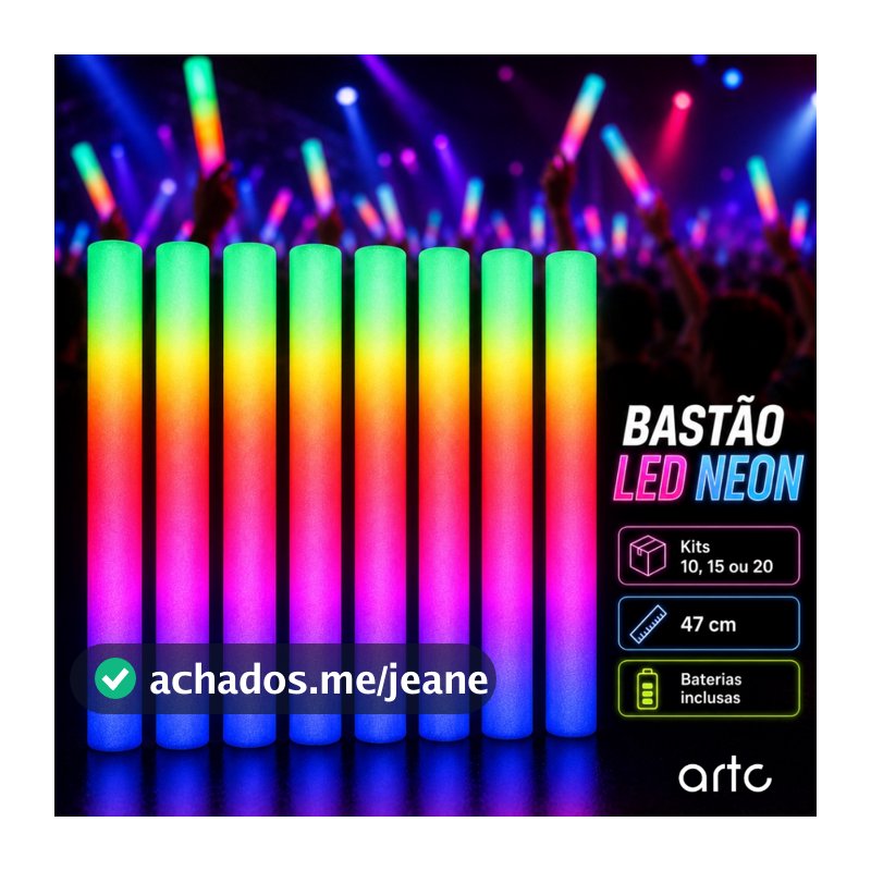 Kit 10/15/20 Bastão De Led Plástico/Espuma Neon Festas Rave Casamento