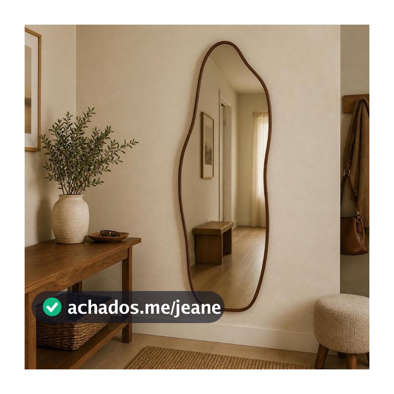 Espelho Com Moldura Em Couro Flame 100x35 90x40 70x30 50x25 Hall Sala Closet Salão