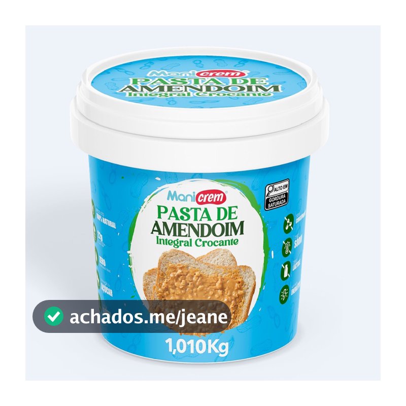 Pasta De Amendoim Integral 100% Amendoim Crocante - 1kg Manicrem