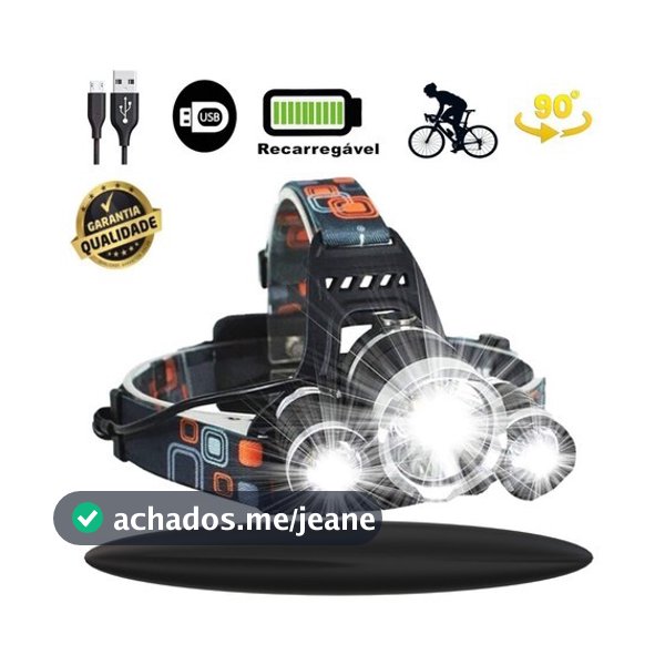 Lanterna De Cabeça Profissional Direcionável Led 3 Funções Ultra Potente Capacete 3 Lanternas Leds
