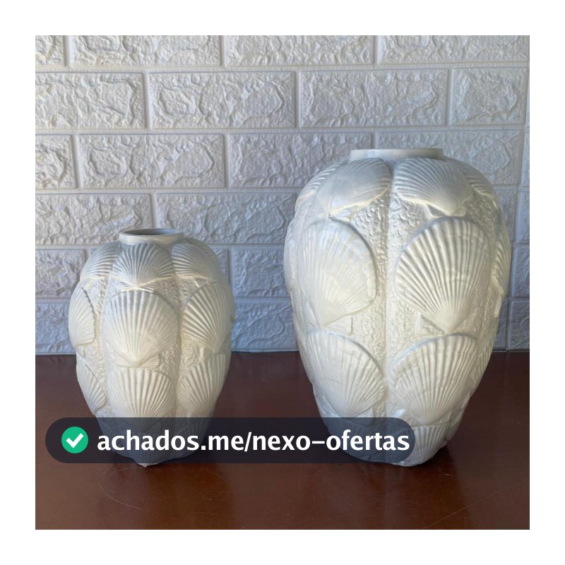 Vaso Decorativo de Cerâmica Concha Mar M/G ou Kit 2 Peças Sala Aparador