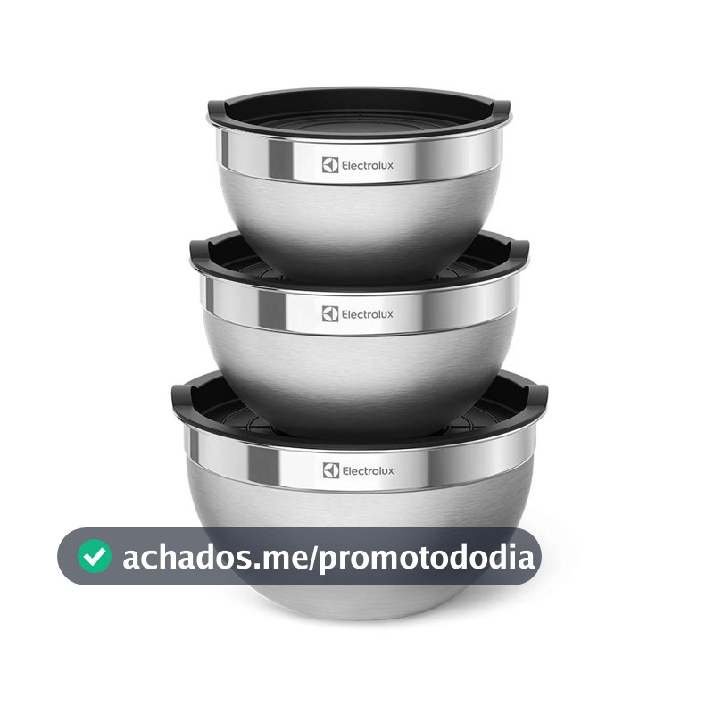 Conjunto Bowls de Inox Electrolux com Tampa Plástica 3 Peças