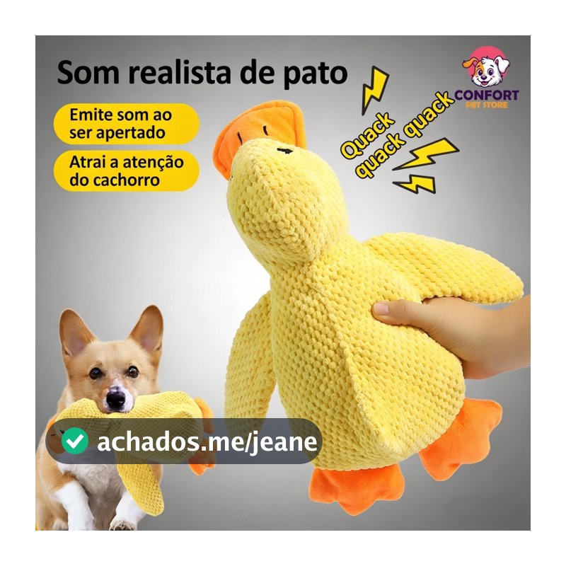 Brinquedo Interativo de Pelúcia para Cães e Gatos Pato, um pato de borracha durável e barulhento para cães.