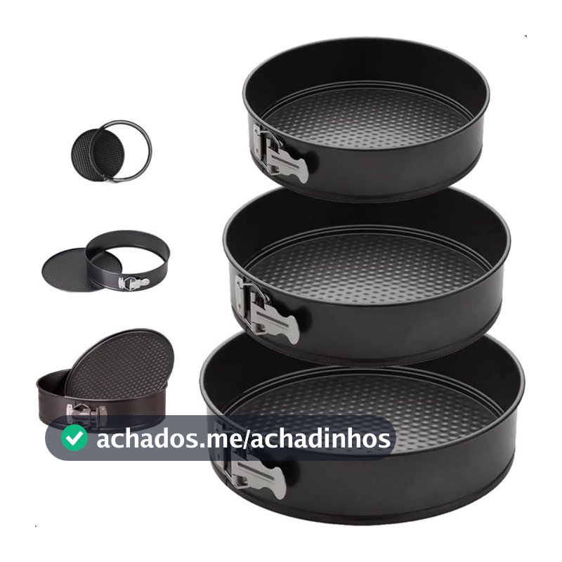 Kit 3 Formas com Fundo Removível Antiaderente com Fundo Removível para torta Bolo