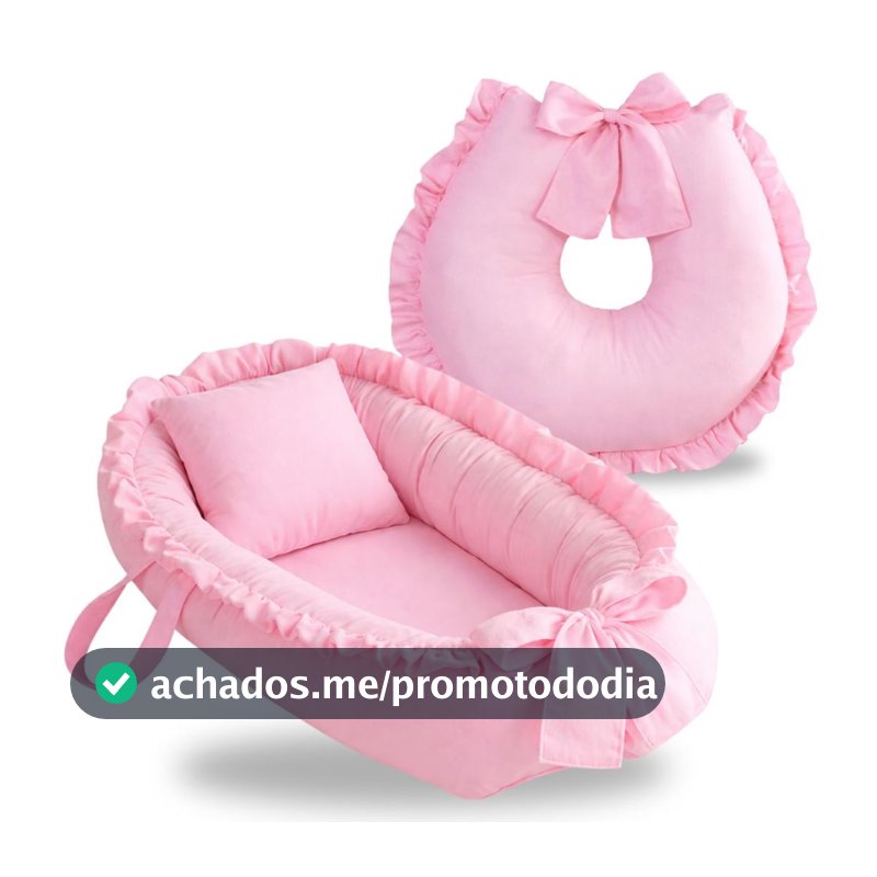 Ninho Redutor Berço Bebê com Almofada Amamentação 2 Peças Enxoval Completo Menina Menino Rosa Azul