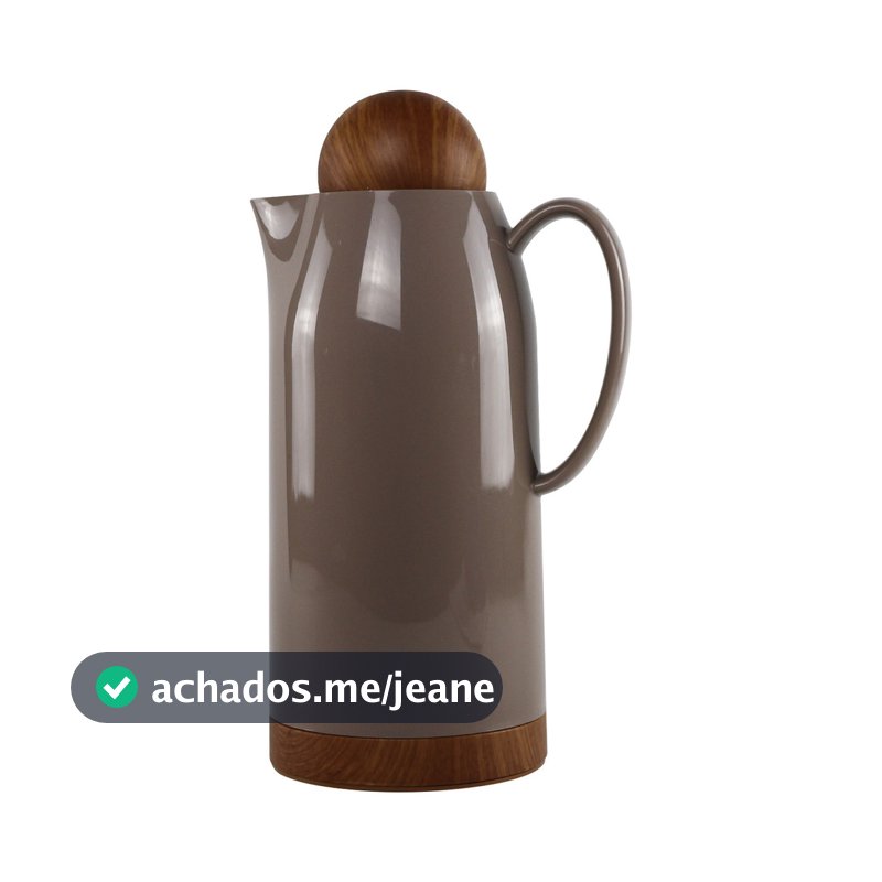 Garrafa Térmica 1l Café Chá Com Botão Na Tampa Marrom E Nude