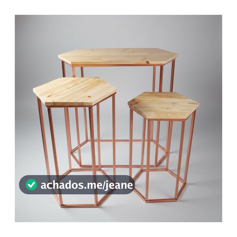 Kit 3 Mesas Sextavadas Madeira Pinus – Mesa para Festa, Decoração, Aniversário, Eventos, Buffet e Comemorações