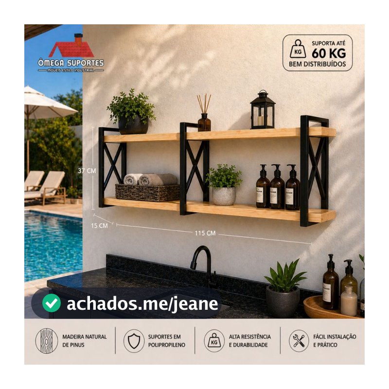 Prateleira Decorativa Suspensa 15cm prof. Marca Ômega