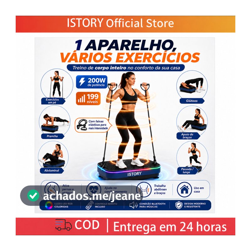 【ISTORY】Plataforma Vibratória Slim Bivolt 110V/220V 200W Aparelho Fitness Em Casa