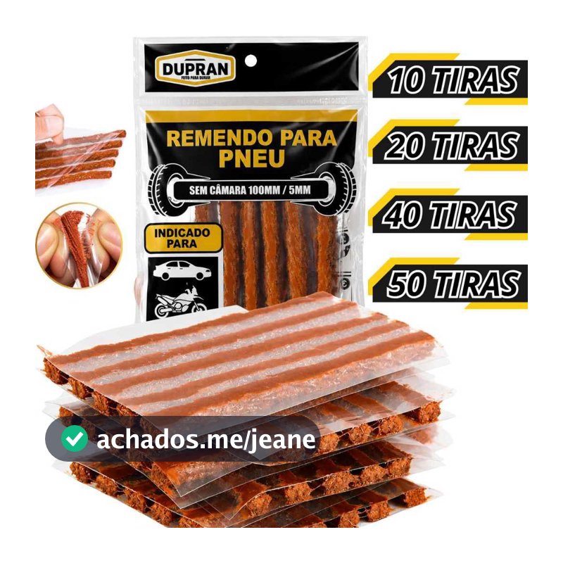 REFIL BORRACHARIA MACARRAO REPARO PNEU SEM CAMARA CARRO MOTO BIKE CAMINHAO DUPRAN