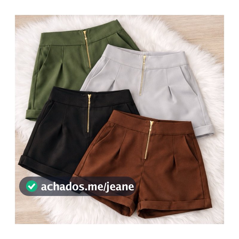 Shorts Feminino Social Alfaiataria Zíper Cintura Alta Conforto Elegante Moda Casual Verão barato