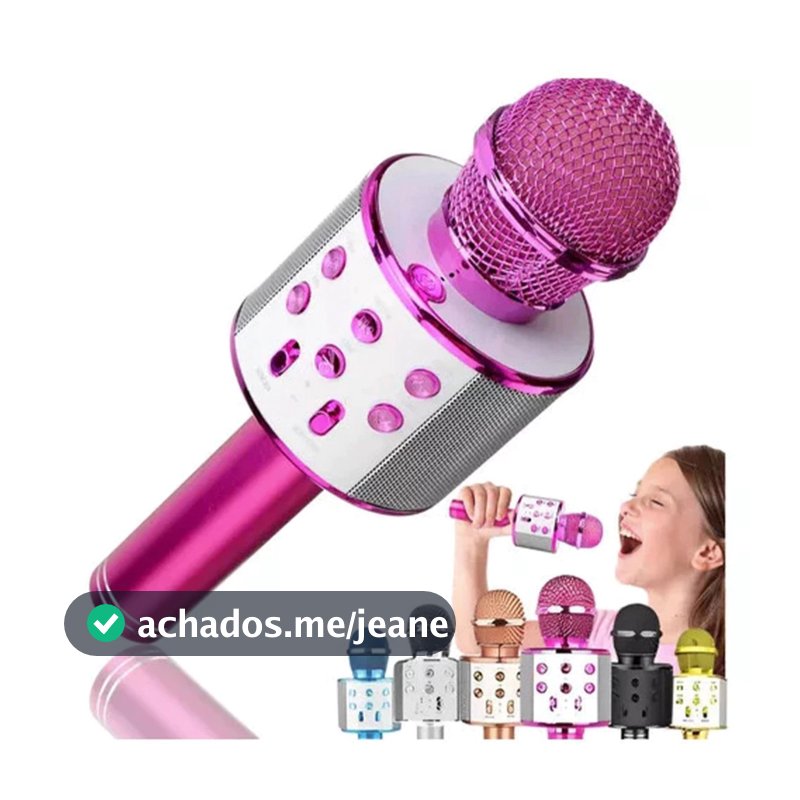 WS-858 - Microfone Infantil de Karaoke Microfone de Brinquedo Sem Fio Bluetooth