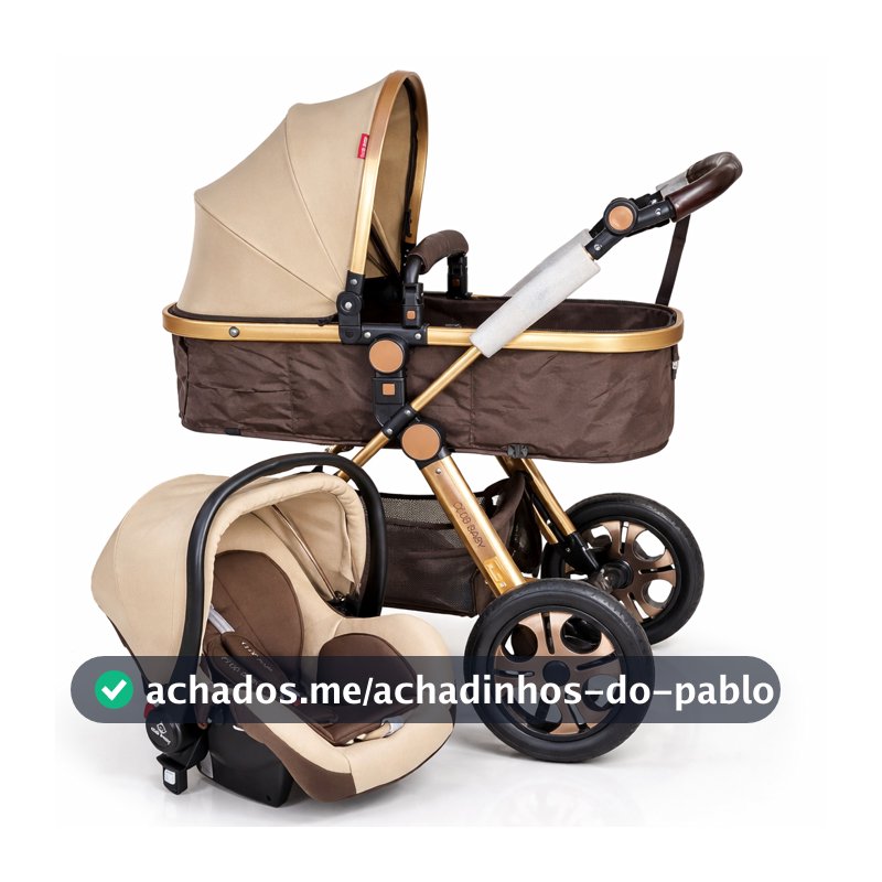Kit 3 em 1 Carrinho Luxo + Bebê Conforto Selo Inmetro Com Moisés Travel System Passeio Reversível