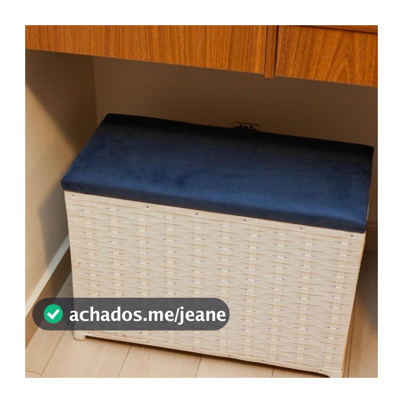 Puff Baú Organizador Fibra Sintética Assento Suede 80 Ltrs