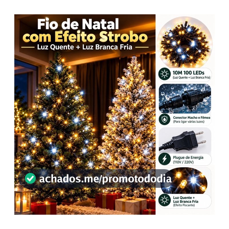 Pisca strobo Pisca Natal 10/20/30m 100/200/300 LEDs 8 Modos Luz Quente para Árvore e Jardim 110V/220V à Prova D’Água m/f