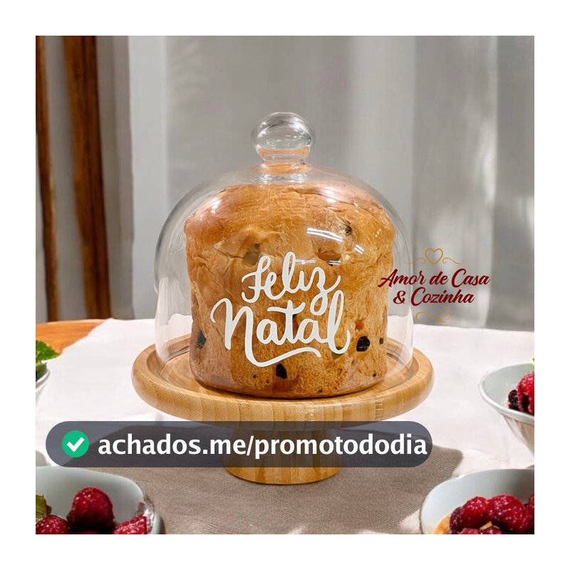 PORTA PANETONE DE VIDRO ESCOLHA SUA BASE E PERSONALIZAÇÃO