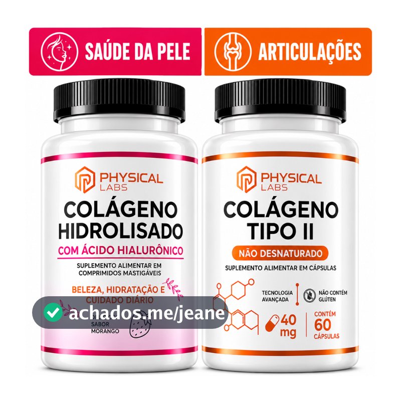 Kit Colágeno Tipo 2 + Colágeno Hidrolisado com Ácido Hialurônico Original 120 Cápsulas/Comprimidos