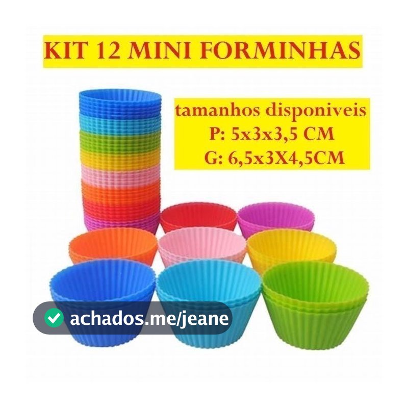 OFERTA KIT 12 Mini Forminha De Silicone 6,5x3X4,5Cm Para Bolo Forma De Cupcakes Colorido