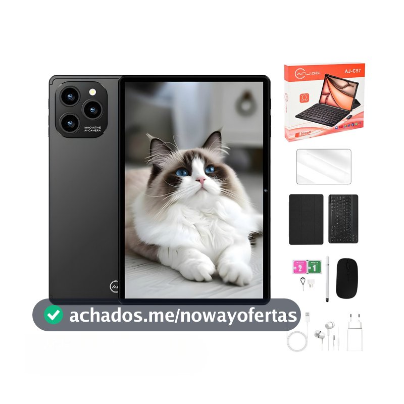 Tablet 10.1” com Teclado+Mouse 6GB RAM 128GB Android 13 Câmera 50MP