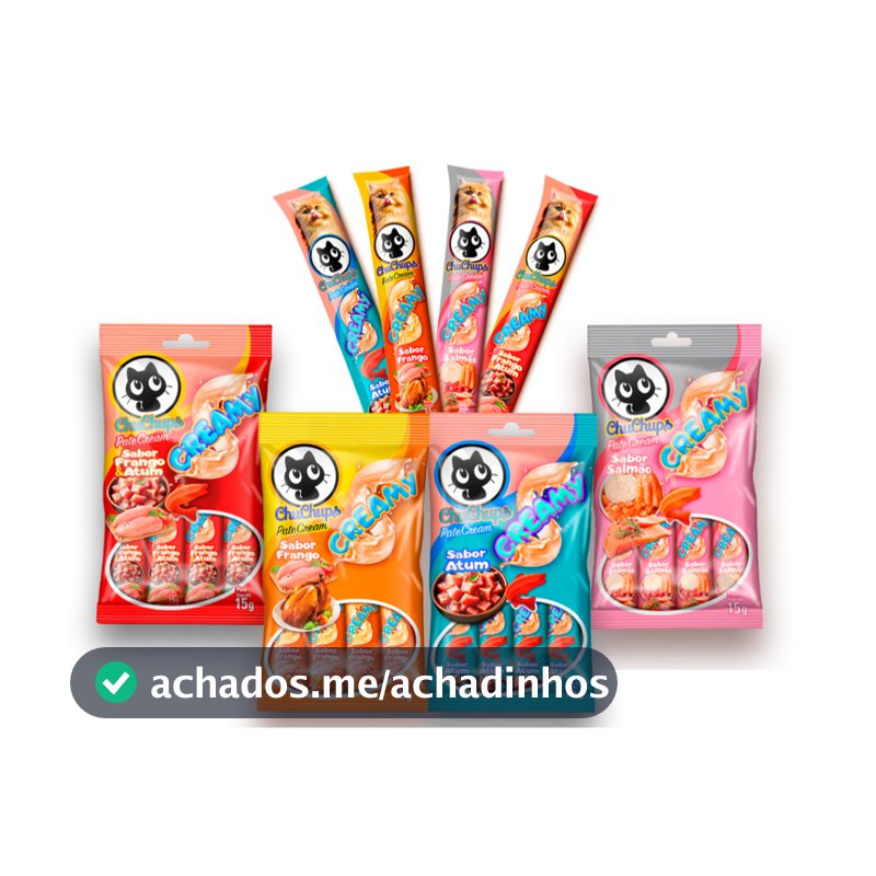 Petisco Para Gatos ChuChups Cream 1 cartela com 4 tubos de 15g Tipo Churu e Truly