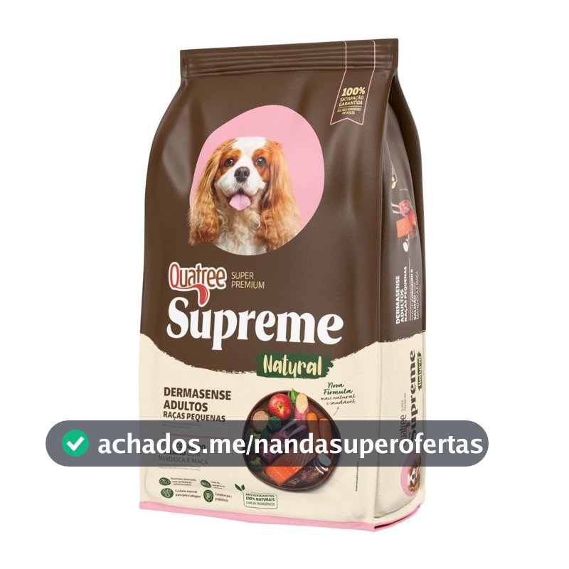 Raçao Quatree Supreme Dermasense Cão Adulto Raças Peq 10kg