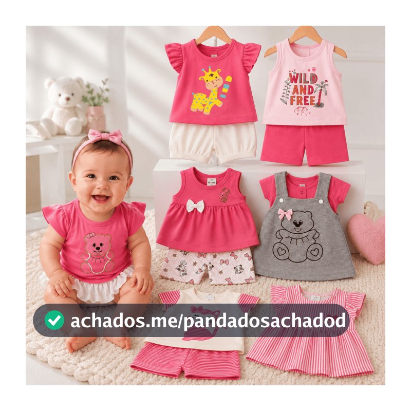 Kit 6 Peças Menina Bebê Infantil Peças de Roupas Inverno Infantil Fashion Short Blusa Algodão