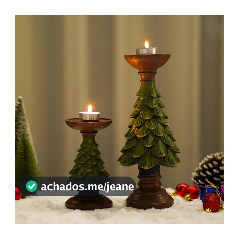 Castiçal De Árvore De Natal , Vintage De Resina Verde Decorativo , Decoração De Casa