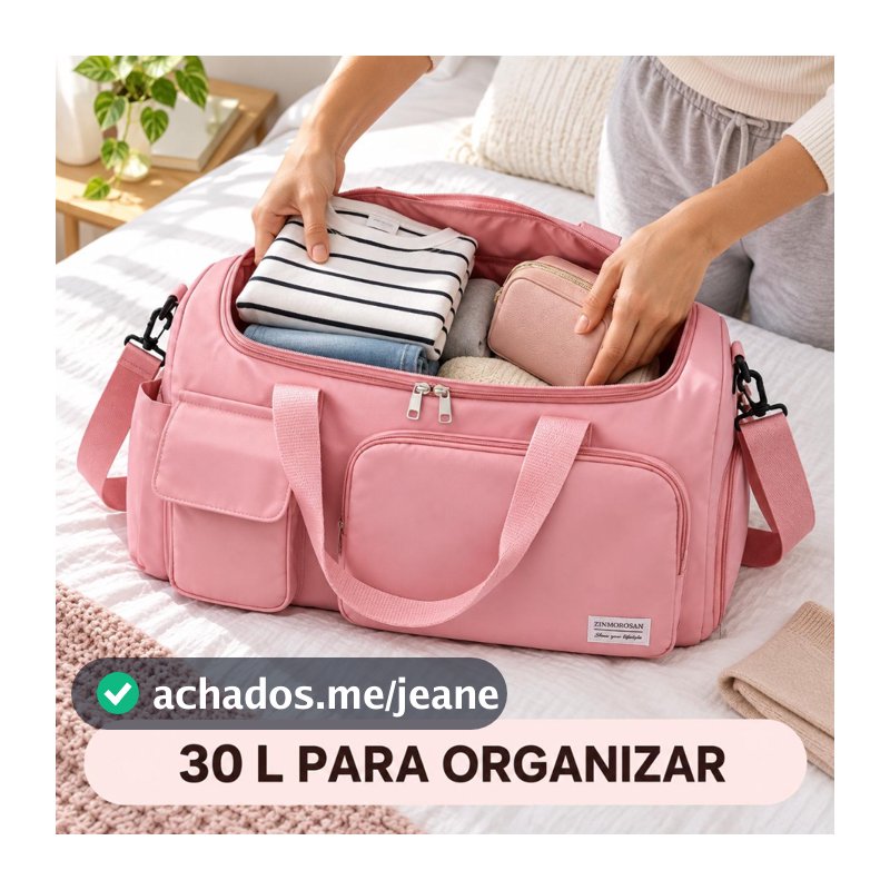 Bolsa de Viagem Grande 30L Bolsa Academia com Compartimento para Tênis Alça Ajustável Mala de Mão Unissex