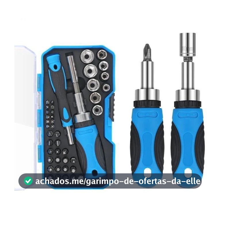 Jogo Chave Fenda Catracada Bits Soquetes Sextavado Kit 44 Pç
