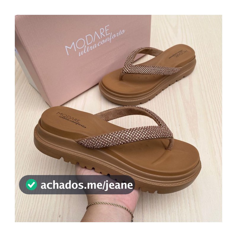 Papete Sandália Feminina Modare Plataforma Tratorada Confortável Leve Moda Verão Brilho Strass