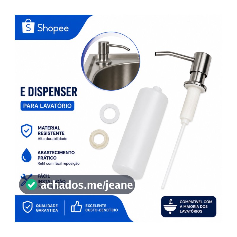 Dispenser Detergente/Dosador Inox Cozinha Pia Porta Sabonete Liquido Embutir 330 ML