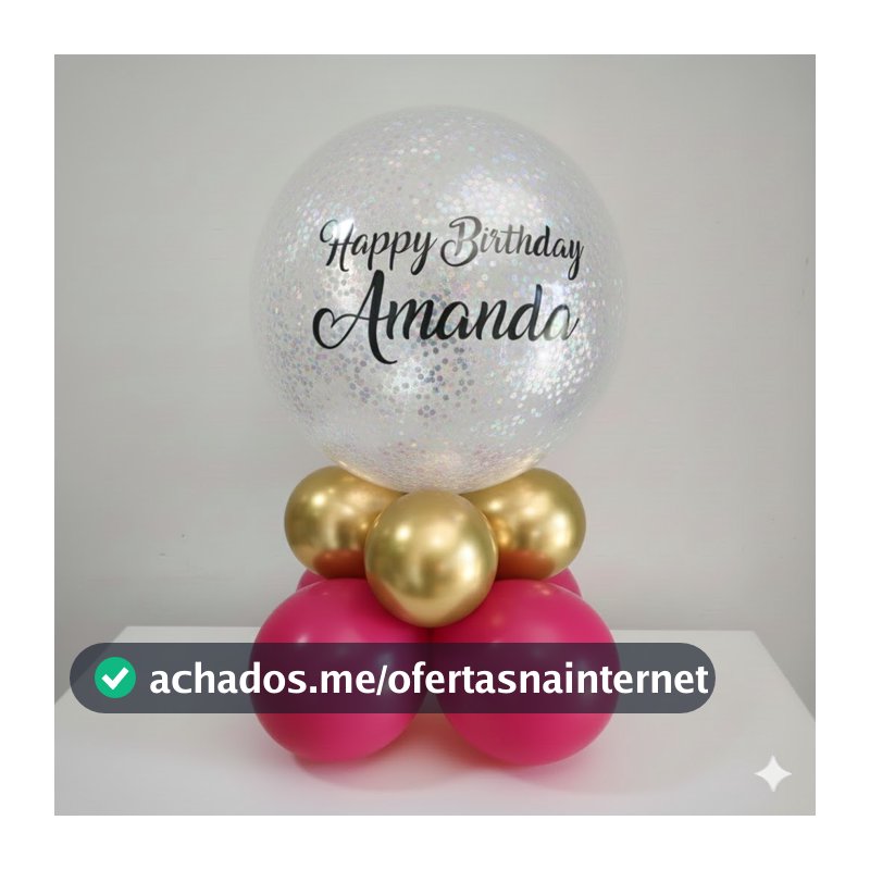 Balão personalizado com glitter (Kit completo com glitter, bexigas e balão personalizado)