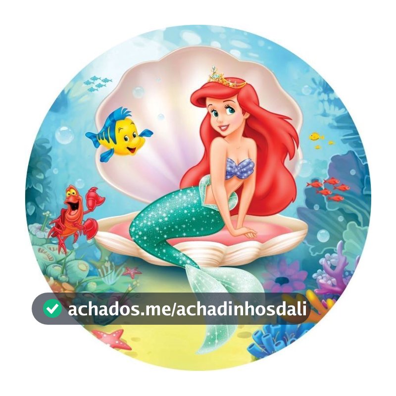 Painel Redondo Tecido Sublimado ARIEL PEQUENA SEREIA