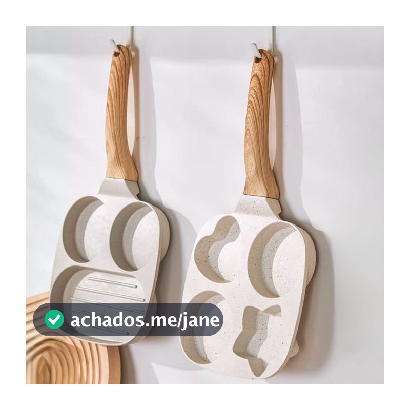 Frigideira Multifuncional Antiaderente Ovos Hambúrguer Omelete Com Alça De Madeira