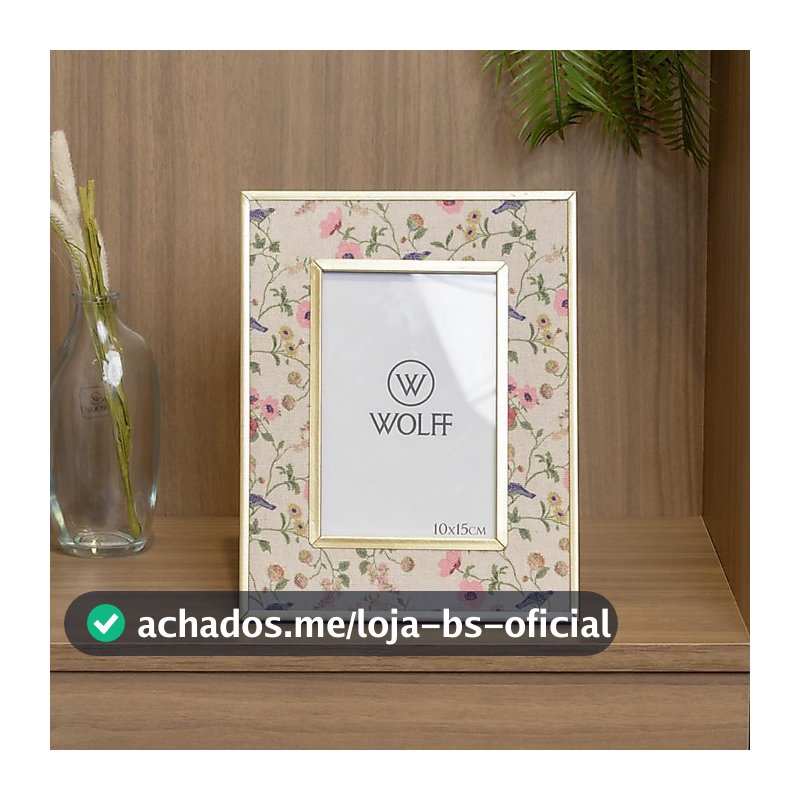 Porta Retrato Blossom Garden 10x15cm Metal Dourado Wolff para Foto Decoração Mesa Aparador Quarto Sala Presente Elegante