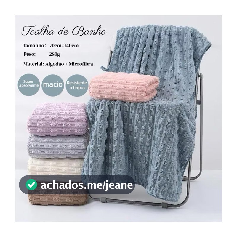 Toalha de Banho Microfibra Grossa 70x140cm  Ultra Absorvente | Não Solta Fiapos | Seca Rápido