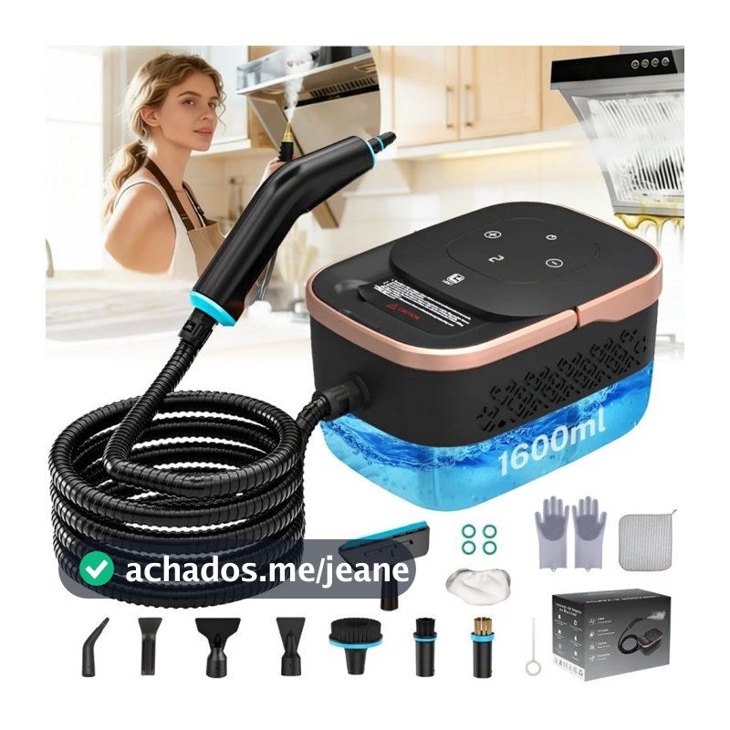 Limpador a Vapor Portátil Profissional com Kit Completo para Limpeza Profunda Residencial