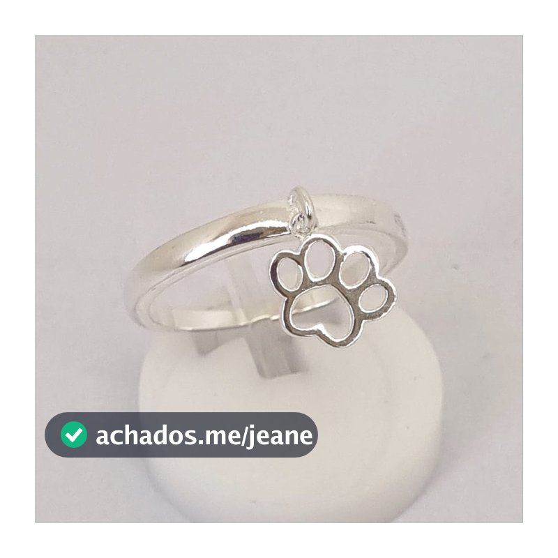 Anel Pingente Patinha de Cachorro Prata 925 24
