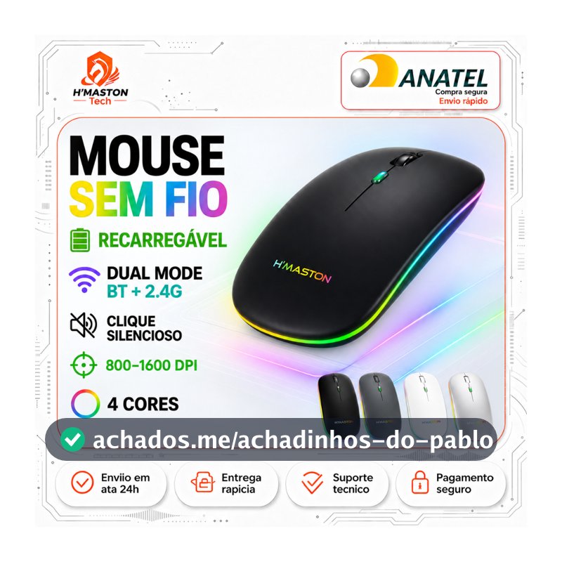 H'maston E-1300PRO Mouse Sem Fio Para Notebook Mouse Gamer Sem Fio Mouse Sem Fio Recarregável Mause Mouse Bluetooth