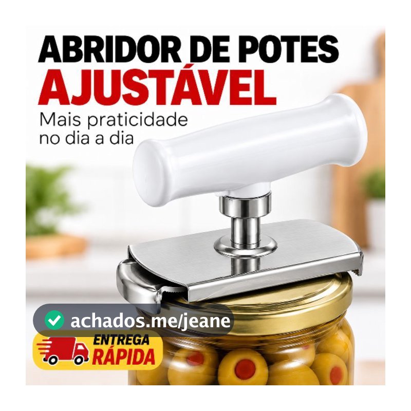 Abridor de Potes de Vidro Ajustável  | Sem Esforço