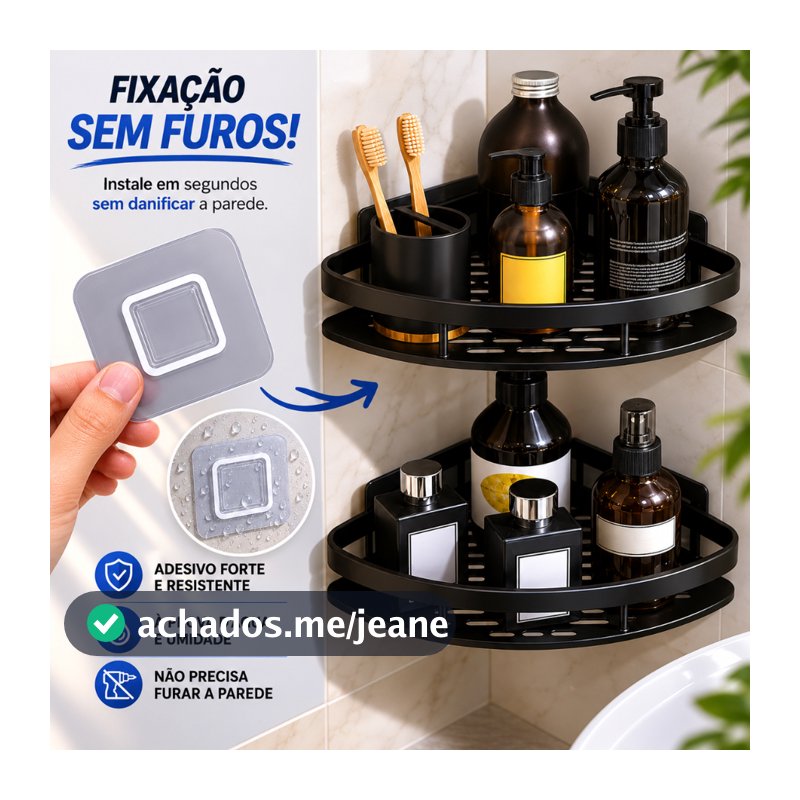 Kit 2 Suportes para Shampoo para Uso no Banheiro na Parede Prateleira com Auto Adesivo