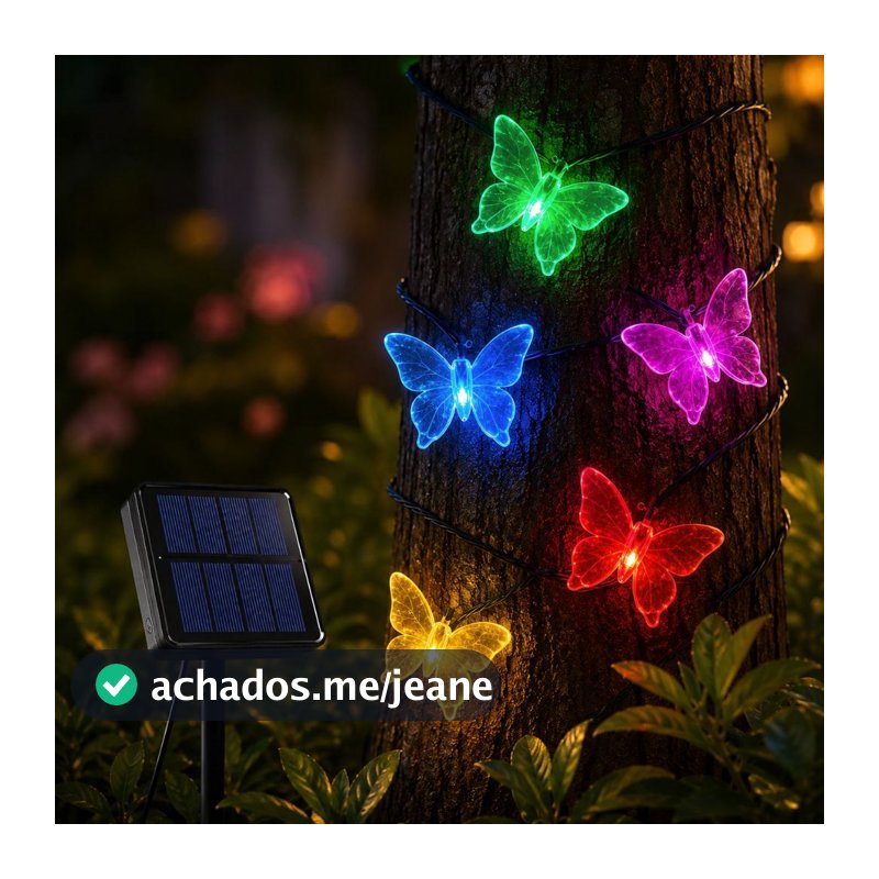Cordão De Luzes Solares Para Jardim, 5 Metros 20 Borboleta Para Casa Iluminação De Natal