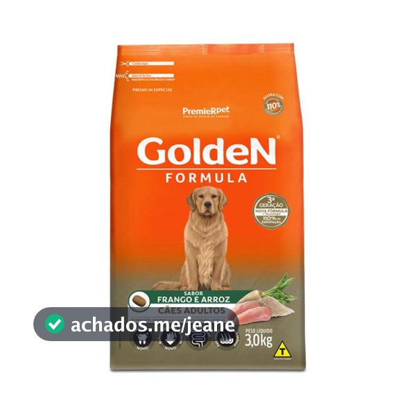 Ração Golden Formula Acão Adulto Sabor Frango E Arroz De 3kg